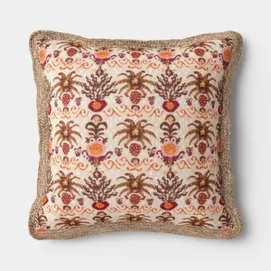 18"x18" Ikat Print Trimmed Pillow Multi - Warm - Threshold