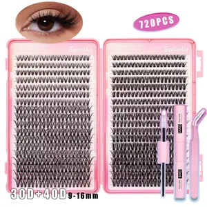 720pcs Mixed Individual False Eyelashes, Female Eyelash Extension Kit,30D40D,Soft Curly Natural Fake Eyelashes for Women and Girls Eye Makeup ,with Bond&Seal Tweezers