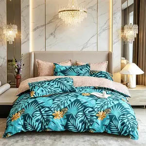 Exotic Monstera 2/3 counts Duvet Cover Set, includes pillowcases, duvet insert not included, palm leaf print bedding, ultra-soft polyester duvet covers for single or double beds, tropical-style room decor, perfect for holidays or birthdays