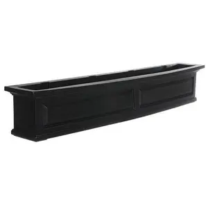 212 MAIN Nantucket 5 ft. Window Box - Black, Double-Wall Indoor Outdoor Planter with Overflow Drain, Raised Panels, Easy Setup