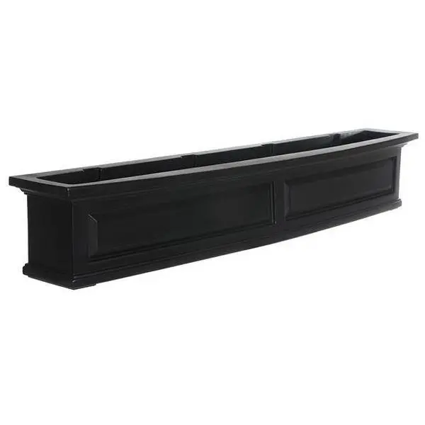 212 MAIN Nantucket 5 ft. Window Box - Black Double-Wall Indoor Outdoor Planter, Overflow Drains, Raised Panels, Easy Setup