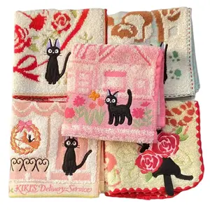 10“*10”  Beautiful Cat Hand Towel for Home Decor Bathroom as Mother's Day Gift for Anime Cat Lovers Cotton Decorative