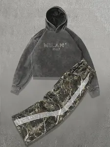 Two-Piece Set Men's Camo Print Sweatshirt & Sweatpants Set, Regular Fit Casual Long Sleeve Pullover & Jogger Pants, Men's Two-piece Outfits for Daily Wear