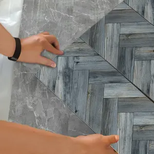Removable PVC Herringbone Wood Look Floor Tiles 40x15cm, Easy Install Waterproof Vinyl Flooring, Ideal for Apartment RV Dorm Floor or Wall