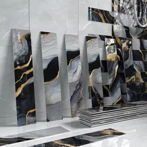 CFT Crystal Irregular Marble Series Stickers | PVC+PE Foam+Crystal Film | Stylish Rectangular Color-Rendered Style | Waterproof & Oil-Proof | Fits Kitchen/Bath/Floor/Ceiling/Tiles/Old Wood | Decorative Wall Sticker Home Decor 12/24PCS