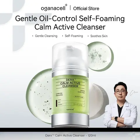 [Creator Exclusive]Oganacell DERX Calm Active Cleanser 120ml with CentellaAsiatica & Red Bean Powder for Deep Pore Cleansing OilControl Gentle for Sensitive Skin Korean Facial Foam Self-Foaming Mild Hydrate Moisturizing Smooth Hydrating, backtoschool, 98%