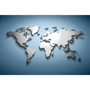 World Map Embossed Wall Mural