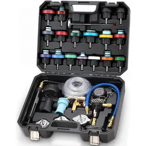 Radiator & Coolant  Tester and Vacuum Refill Kit - 28- Universal Cooling System Leak Tester and Refiller for    (Black)