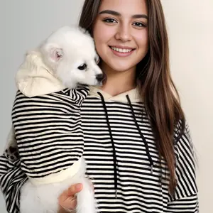Matching Pet Owner Set Family Clothes for Dog Cat Pet Striped Hoodies for Small Dogs Cats Dog Lover Gift