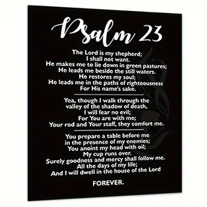 Psalm 23 Inspirational Wall Art - Vintage Black Bible Verse Poster for Home, Office, and Kitchen Decor, Glossy Finish, Paper Material, 8x10 inches, Bedroom Print, Decorations, Perfect for Room Decor