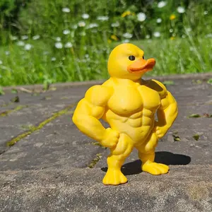 3D Printed Muscle Duck Figurine Craft, Home Decor Desktop Ornament, Small Table Decoration Gift, Trendy Play Toy, Portable Feature