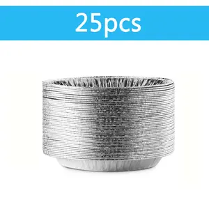25-Piece Aluminum Foil Pie Pans, Round Disposable Containers with Slanted Sides, Baking Storage Serving Reheating Safe for Fridge & Oven
