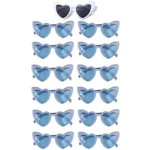 13pcs personalized 1+12 matching heart-shaped framed glasses, essential glasses for themed events, graduation ceremonies, birthday parties, music festivals, and other photo dressing, fashionable and versatile unisex dressing glasses