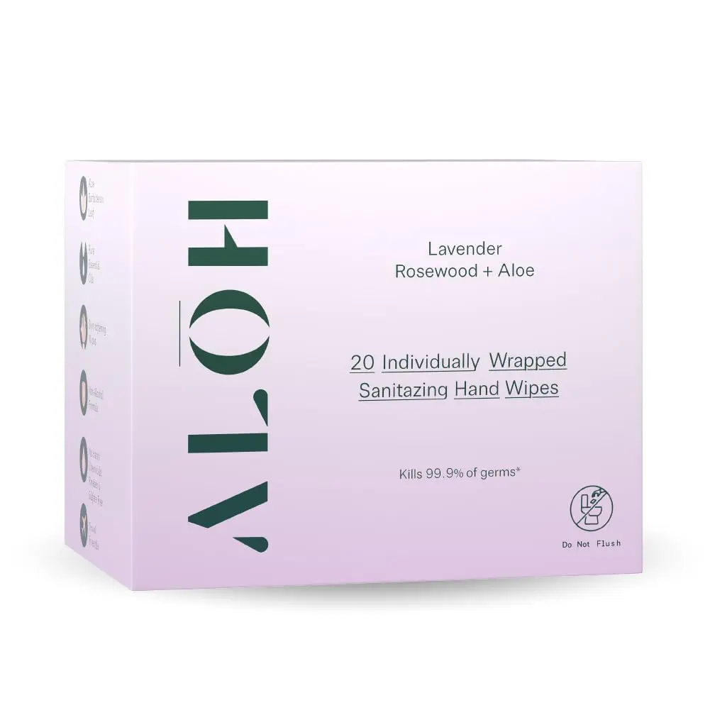 ALOH Hand Sanitizing Wipe Sachets, Peppermint Eucalyptus – 99.9% Germ Protection
