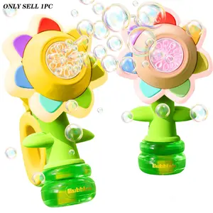 Sunflower Design Bubble Machine, Automatic Flower Bubble Maker Toy with Colorful Lights, Fun Outdoor Bubble Toy for Kids, Bubble Solution