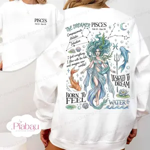 Zodiac Sweatshirt Pisces Astrology Oversized Tee Floral Celestial Teenage Girl Gift Birthday Party Top Witch Gift Daughter Bday Outfit Bestie 6M2