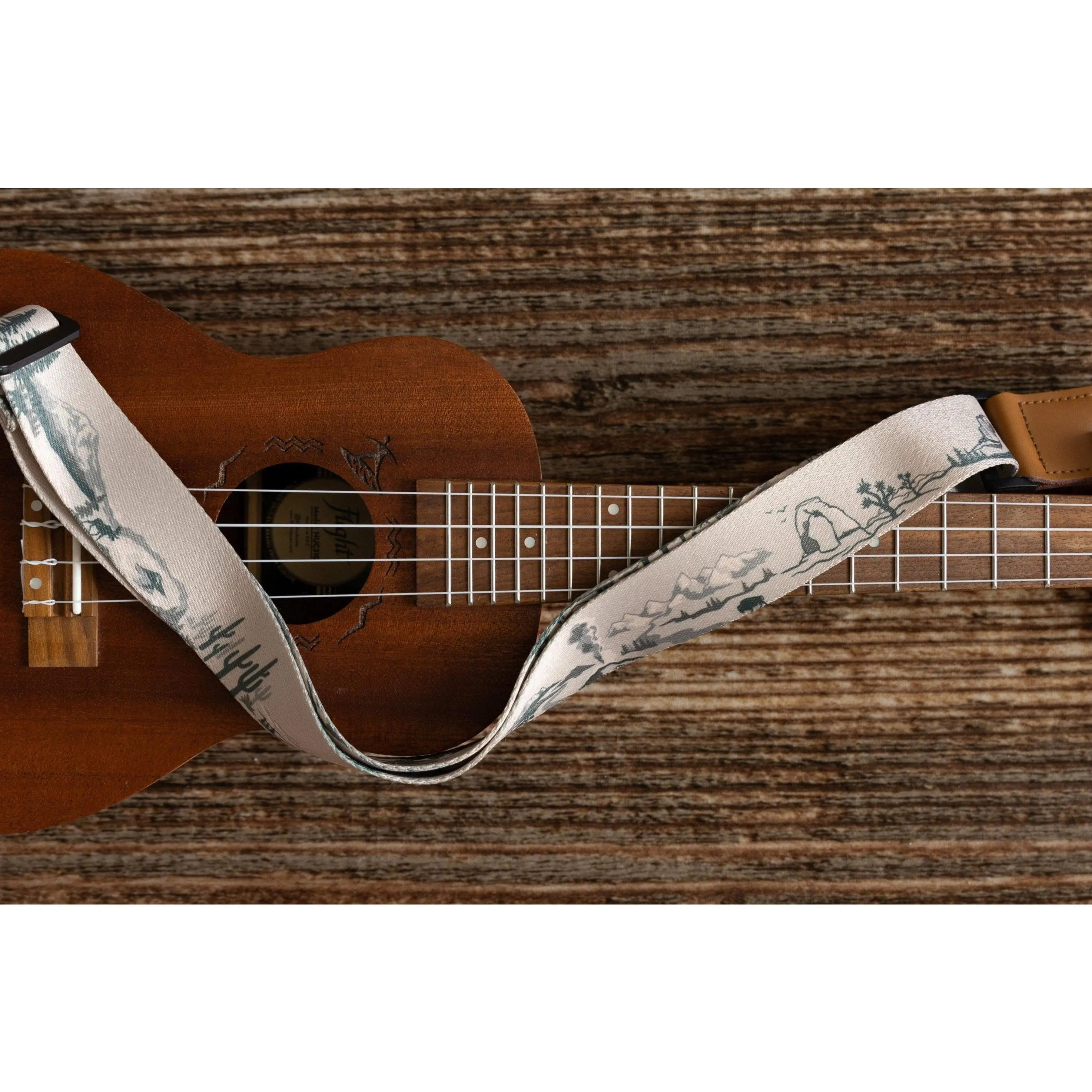 National Park Ukulele Strap - Adjustable, Leather ends, Instrument Accessory, Gift for musicians.
