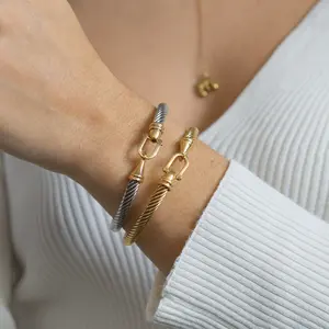 Mila Bangle - Stainless Steel Gold Plated 18k - Gold and Silver