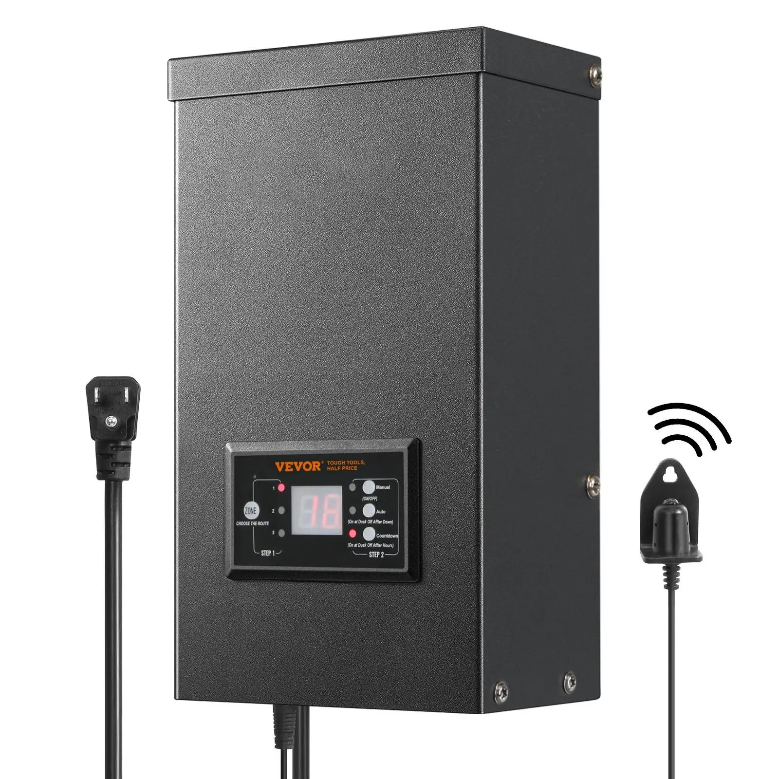 VEVOR 600W Low Voltage Landscape Transformer, Waterproof AC Power Supply with Timer & Photocell Sensor, 120V to 12V/14V for Outdoor Lighting, Garden Lighting, Easy to Install, ETL Listed, Landscape Lighting