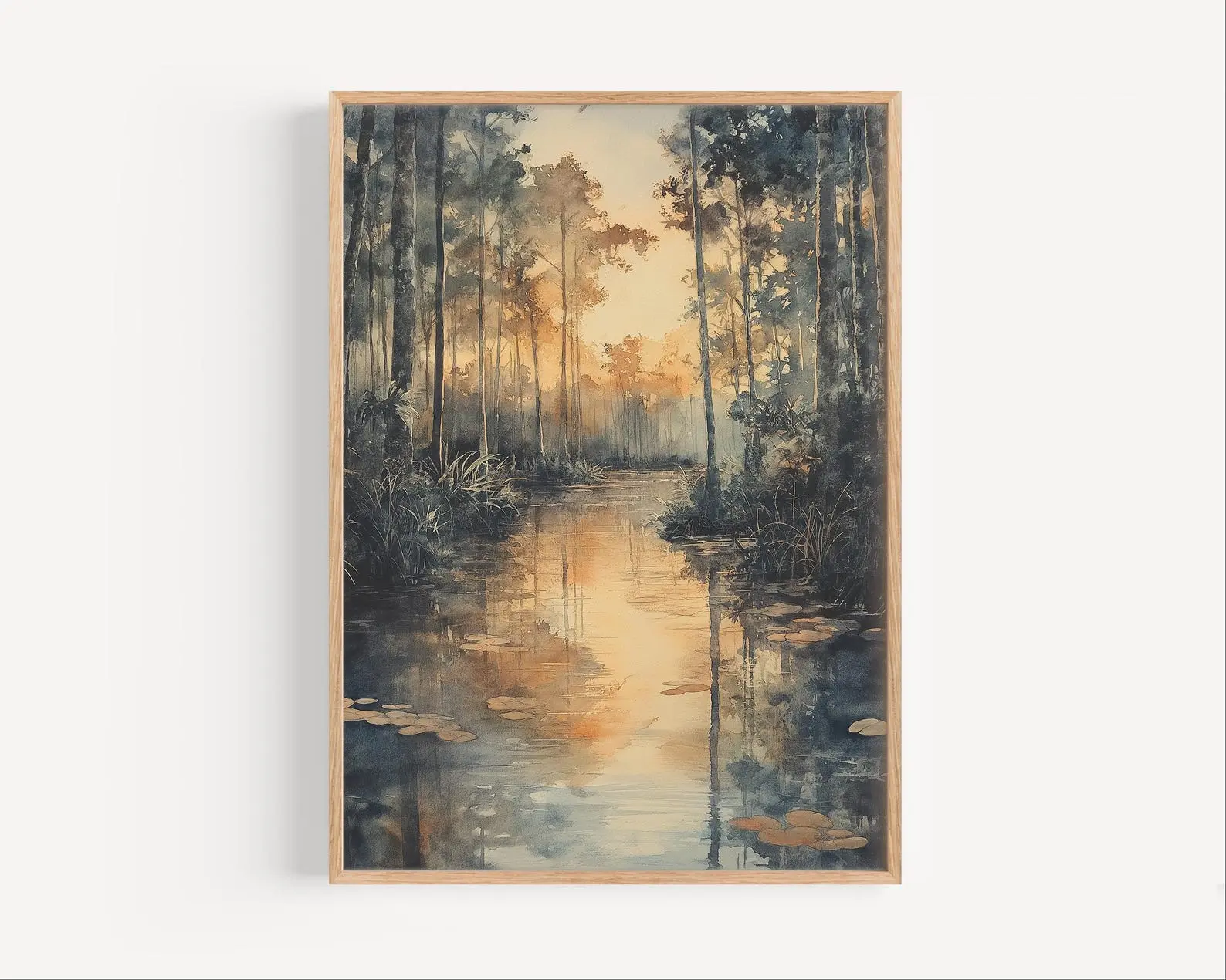 Florida Everglades Muted Watercolor Print Poster, Florida Swamp Travel Poster Tropical Wall Art Gift, America USA Souvenir Gift