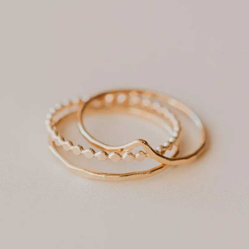 Hello Adorn Valley Trio Ring Set - Fashionable Any Occassion Ring Stack - Women's Fashion Accessory