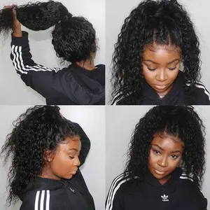Reshine All Size Fit Kinky Curly Human Hair 360 Glueless Wigs Invisi Drawsting Bleached Knots Curly Hair Wear Go Glueless Wigs #fathersdaygift