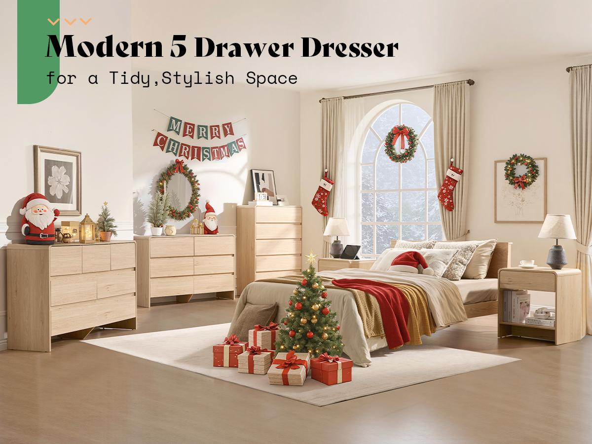 AMERLIFE 5/6/7 Drawer Dresser for Bedroom, Modern Chest of Storage Drawers with Rounded Corners, Cabinet Organizer for Closet, Apartment, Nursery/Best Gift Ideas/Christmas Gifts