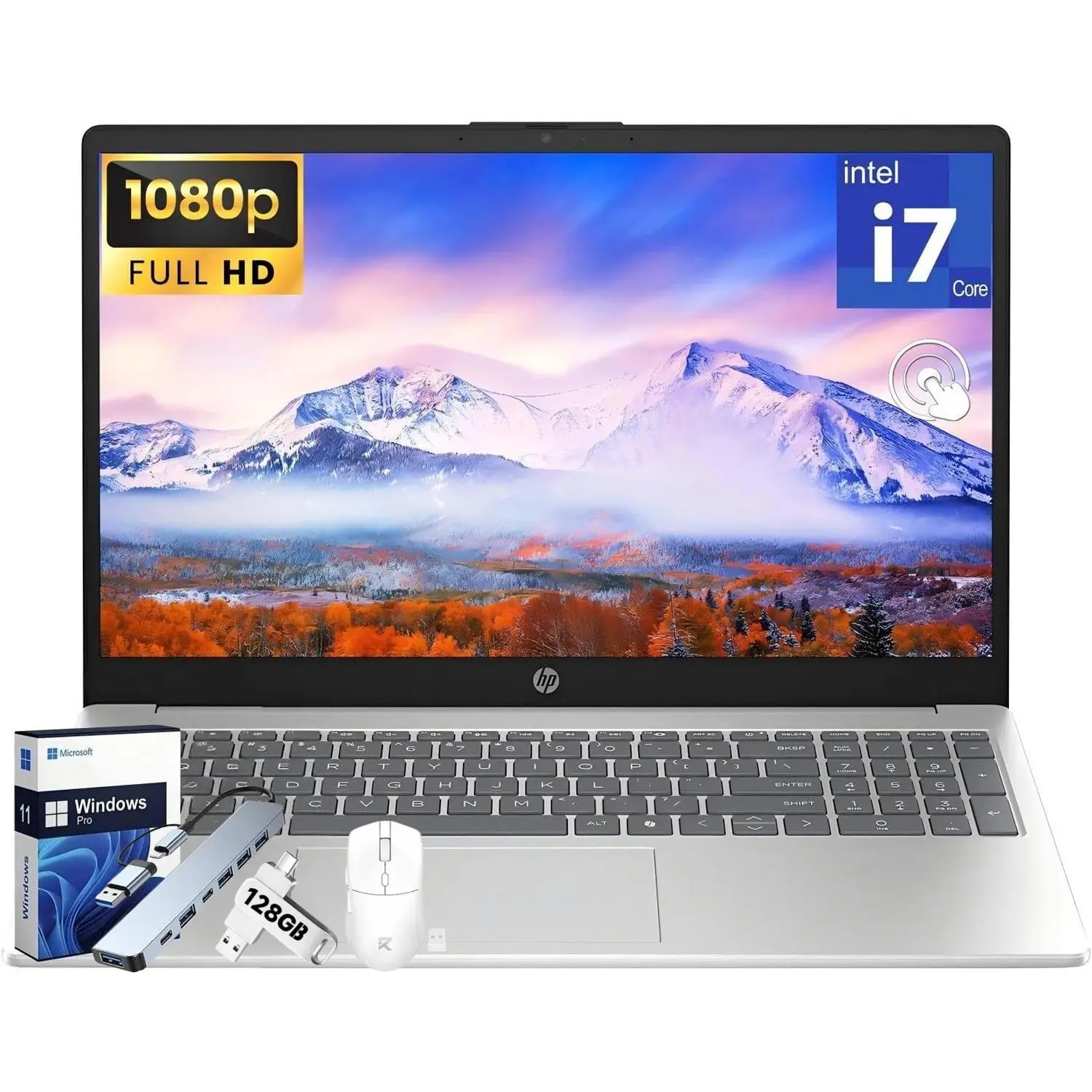 HP 15.6-inch Full HD Touchscreen Business Laptop — Intel® Core™ i7-1355U Processor (10-core, up to 5.0 GHz), Wi-Fi 6, integrated HD webcam, HDMI port, Copilot AI , Windows 11 Pro,up to 64GB RAM/1TB SSD Storage