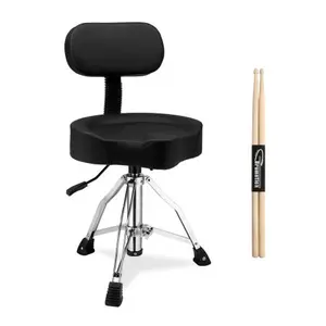 Ktaxon Drum Throne with Backrest, 360° Rotating Hydraulic Drum Stool, Adjustable Height 18.5" to 28.7", Super-Thick 9.8cm Sponge Cushion, Ergonomic Saddle Design, Heavy Duty for Home, Classroom, Concert