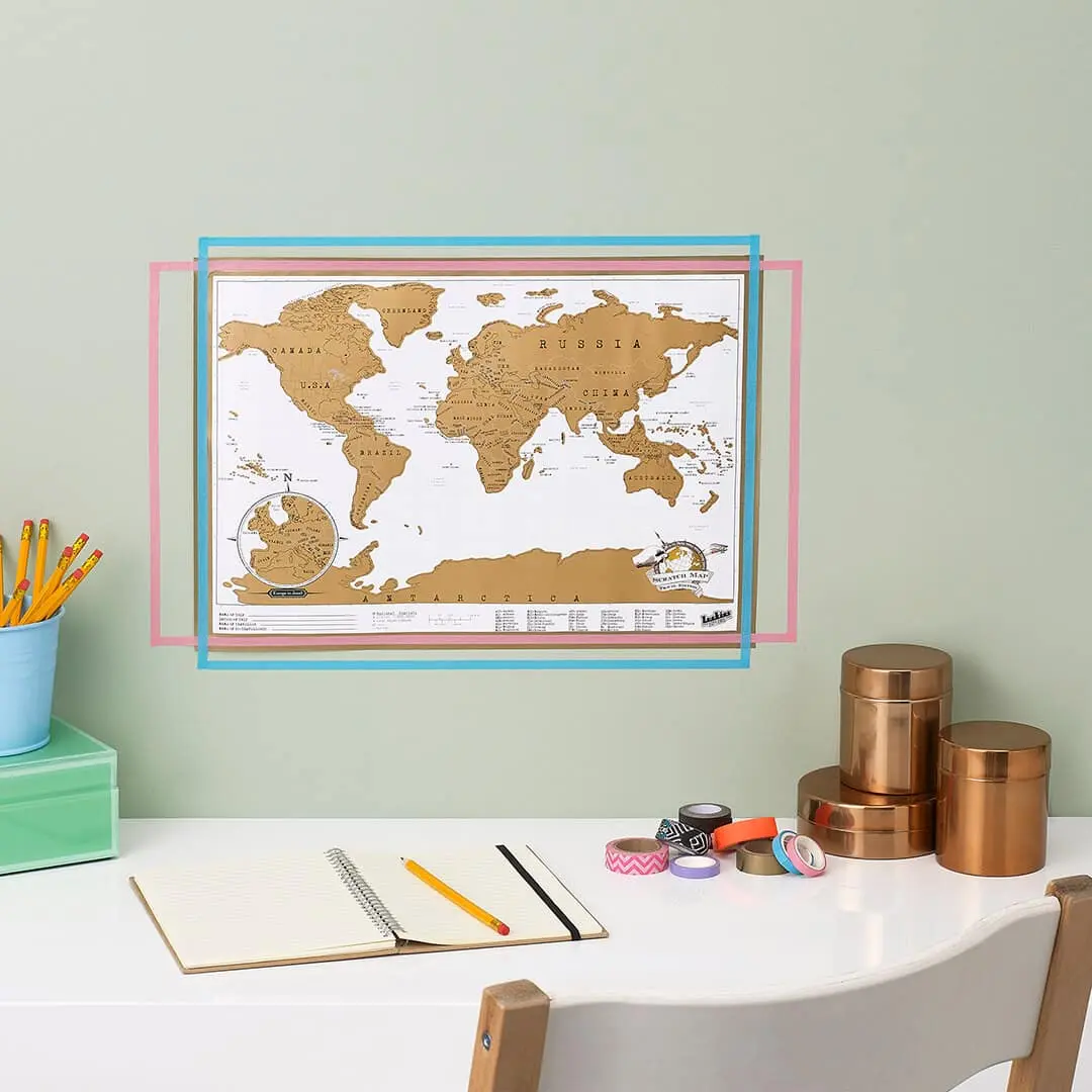 Luckies Scratch Map® Original Travel - Scratch Off World Map - World Travel Maps Frame - Countries Visited Maps - Scratchable Poster with Tube - Detailed Europe & US States Poster