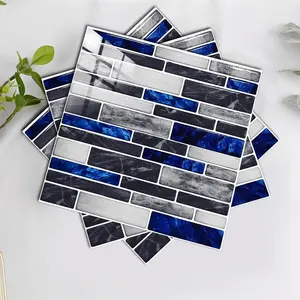 Tiles Pattern Self-adhesive Removable Wall Sticker, Tile Stickers, 10pcs/set Decorative Wall Decal, Wall Decor For Home Kitchen & Bathroom