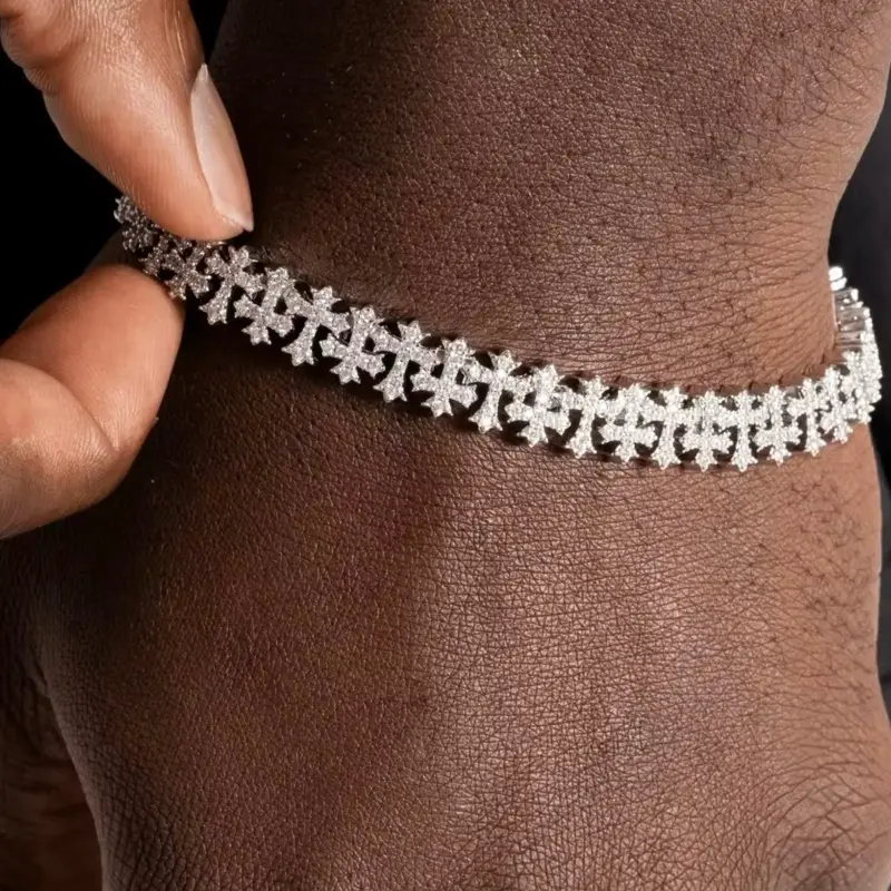 Triple Cross Bracelet - Silver & Gold Plated with cubic zircon - Stylish & Durable Jewelry for Men & Women