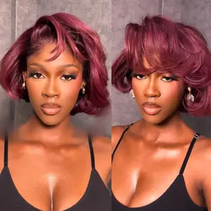 [French Curl Wig] QTHAIR Blowout Short Bob Straight 13X4 HD Lace Front Wig Pre-Bleached Tiny Knots Pre-Styled C Part Design 100% Human Hair Wig for Black Women French Curly