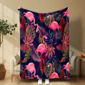 Flamingo Pattern Blanket, Soft Comfortable Throw Blanket, Comfy Bedding Blankets, Air-Conditioned Room Blanket, Warm Nap Blanket For Home & Office