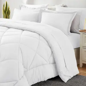 Orbby White 5-Piece Bed in a Bag Comforter Set – Ultra Soft Microfiber All Season Bedding, Cozy Comforter, Deep Pocket Sheets, Hotel Style Minimal Dorm Essential