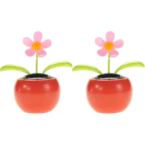 Solar Powered Dancing Flower | Desk, Window, Or Car Decoration Gift Toy | No Batteries Required | Fun Swinging Solar Flower 2 Sets Colorful Decorative Fruit Plants Ornaments