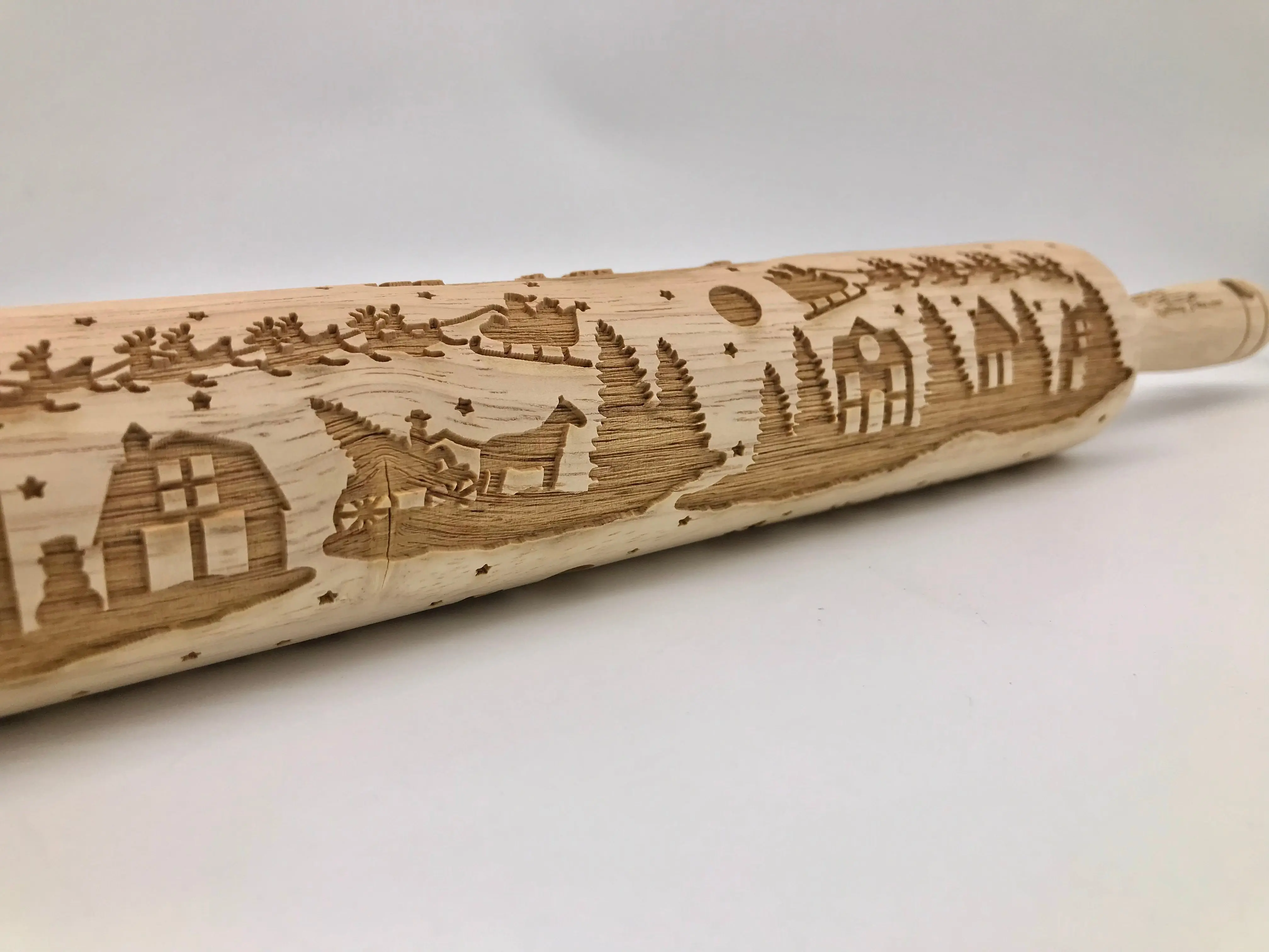Santa's Village Christmas Embossing Rolling Pin