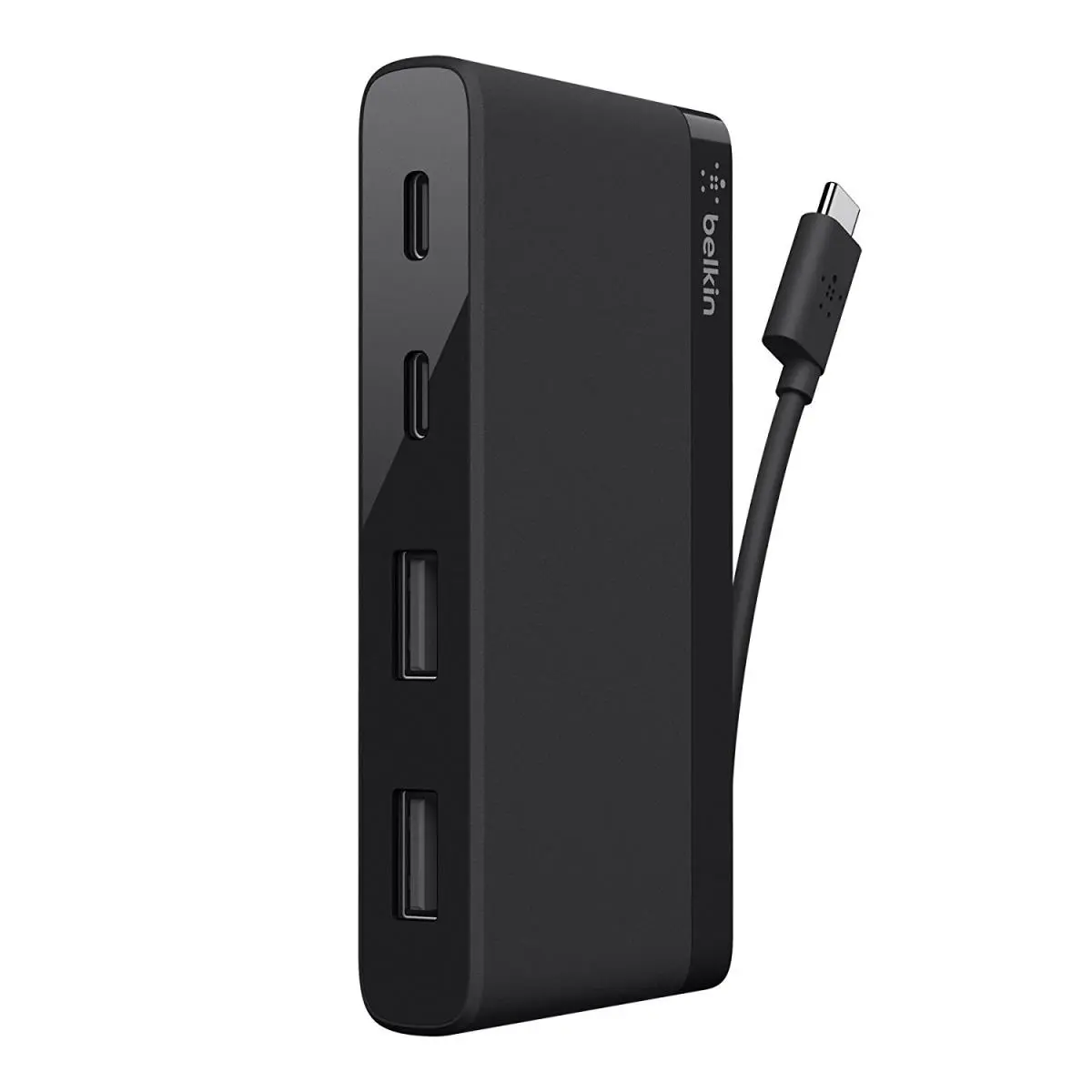 Belkin F4U090BTBLK 4-Port USB-C Mini Hub - Computer Accessories, Multi-Ports USB Type-C Connectivity, Durable Unisex Adult Device (9.8in x 4.7in x 1.6in, Retail Box Included)