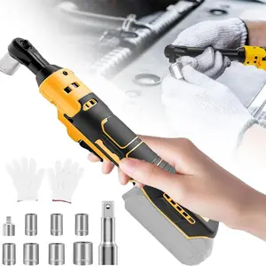 Industrial Grade Electric Ratchet 3/8" Brushless Motor for Dewalt 20V Battery 3000RPM Heavy Duty High Torque Tool Compact Design with LED Light & 7 Sockets