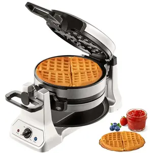 VEVOR 2-Layer Waffle Maker 2 Pieces 1400W Round Waffle Iron Non-Stick with 122-572℉ Temp Stainless Steel Body 120V  - HOT ITEM