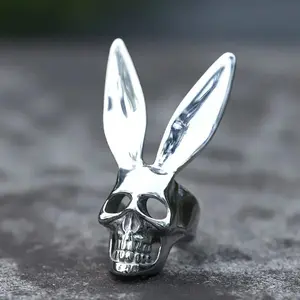 New 316L Stainless Steel Rings Unique Halloween Gothic Funny Skull Rabbit Ring Punk Jewelry Gifts