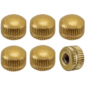 M4 Screw Caps for Light Fixture Mounting Bracket, Ceiling Light Screw Cover, M4 Thread, Size 9mm/0.35in in Height and 11mm/0.43in in Diameter, 6 Pack Brass Gold, NOT for Table Lamp Final