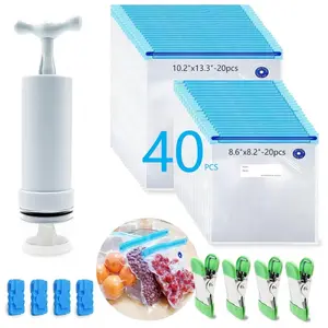 Reusable Vacuum Seal Bags Freezer Safe Vacuum Food Storage Bags with Upgraded Hand Pump Included for Sous Vide Cooking and Food Storage
