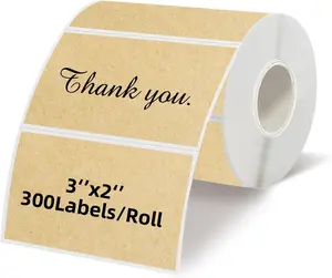 Starboling 3" x 2" Thermal Labels,Self-Adhesive Rectangle Thermal Printer Sticker,for Price,Barcode,Mailing,Name(Kraft)