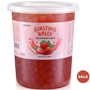 SYRUVIA Boba Pearls Popping Bursting Boba, Tapioca Pearls For Bubble Tea (Strawberry , 2 LB 1 Pack) Sweet Beverage