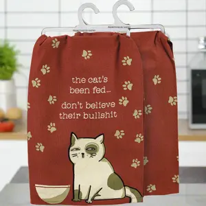 The Cat's Been Fed Dish Towel