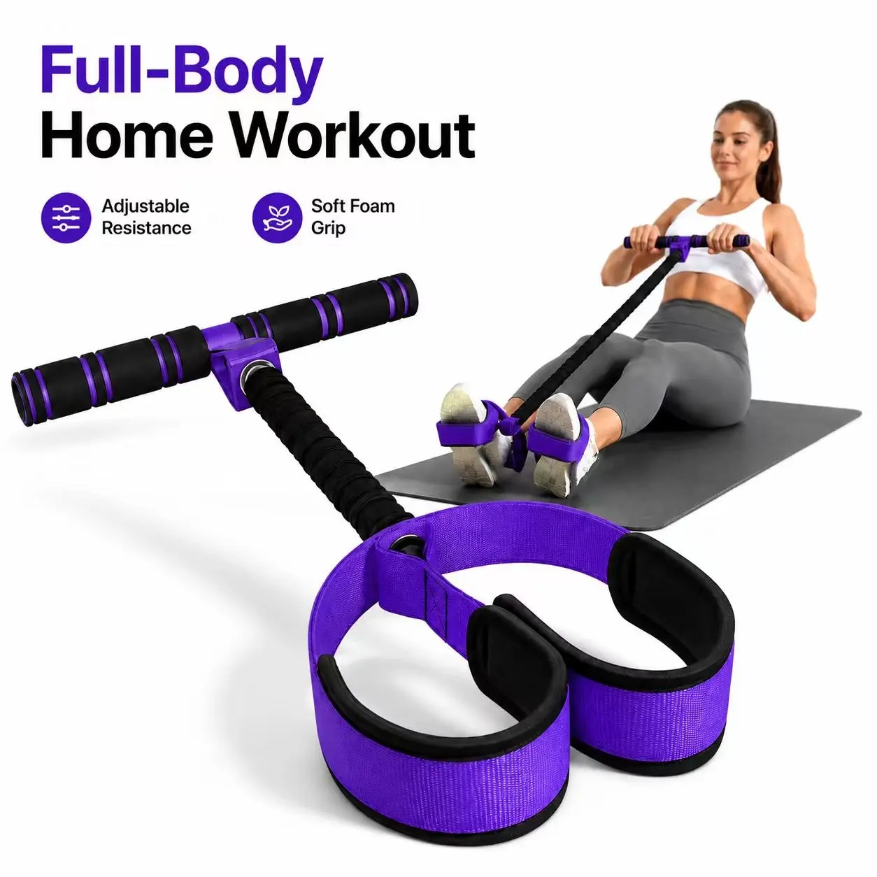 Portable Pilates Pedal Resistance Band for Women and Men, Full-Body Home Workout Equipment for Arm, Leg, and Core Exercises, Yoga, and Stretching