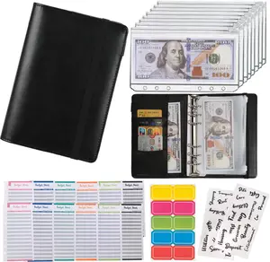 Nicoothbudget Binder Cash Envelopes A6 Money Saving Binder with Zipper Envelopes (A6Black) NICOOTH