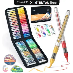 [JusArt] 36 Colors Acrylic Paint Markers Set (Painting Bag), Waterproof Flexible Tip Acrylic Markers, Premium Paint Pens for Various Surfaces, Acrylic Paint Markers, Markers for Coloring, Art Supplies, Acrylic Marker, Coloring Supplies