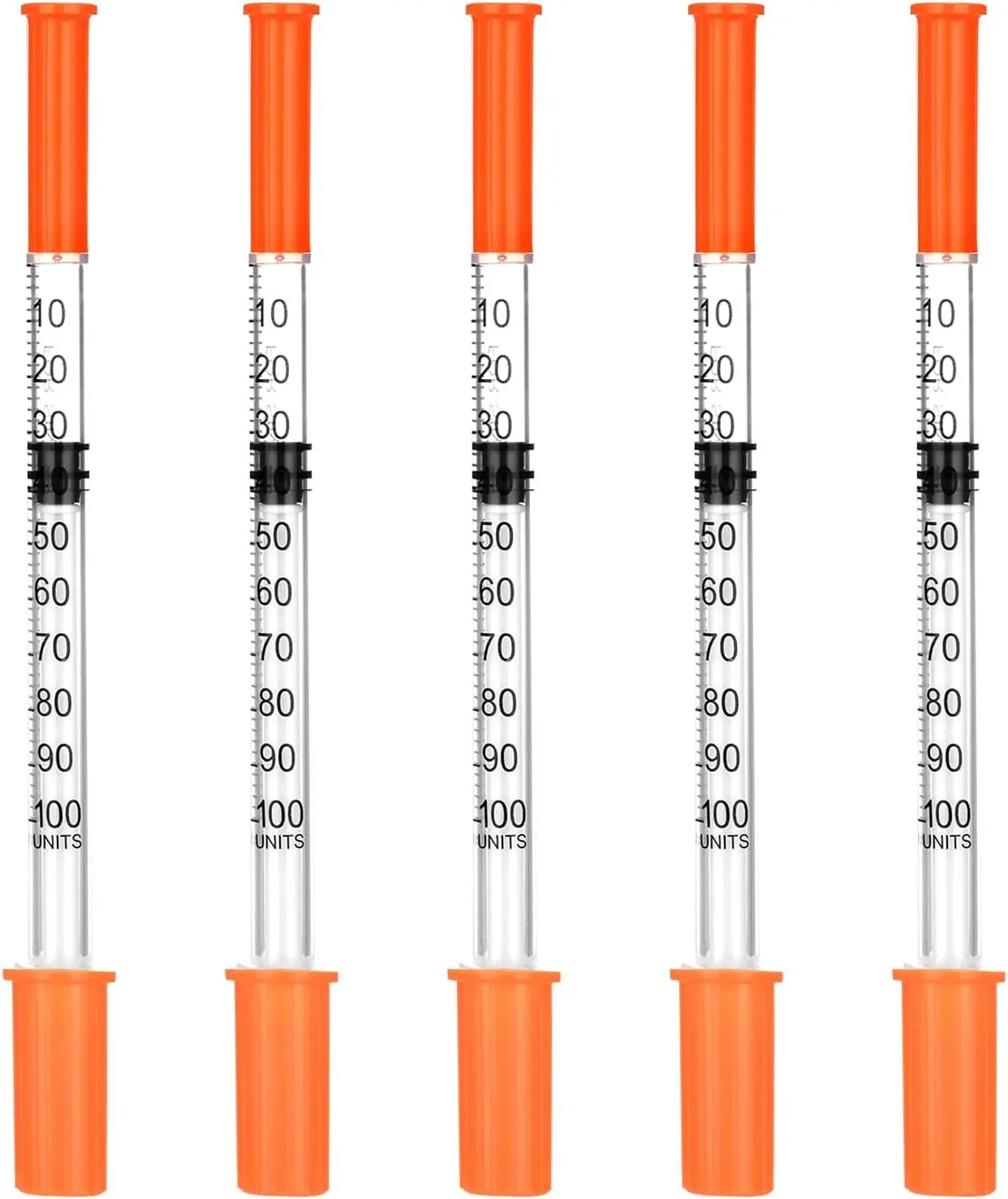 30G 1.0cc/mL U-100 Insulin Syringe with 5/16" 8mm Needle, Individually Wrapped, 100 Count